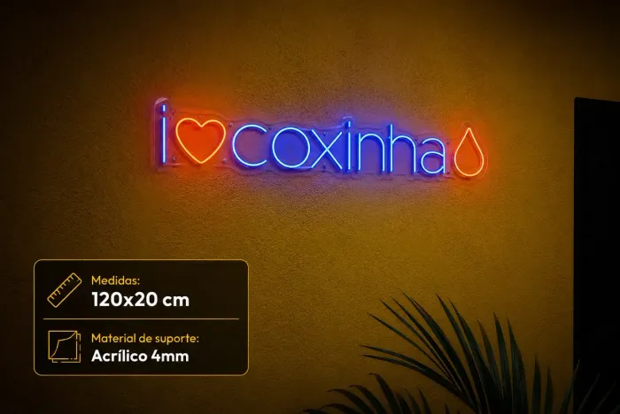 Letreiro LED Neon Decorativo - ?I ? Coxinha?