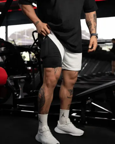 Short Masculino 2 em 1 com Bolso Interno para Celular