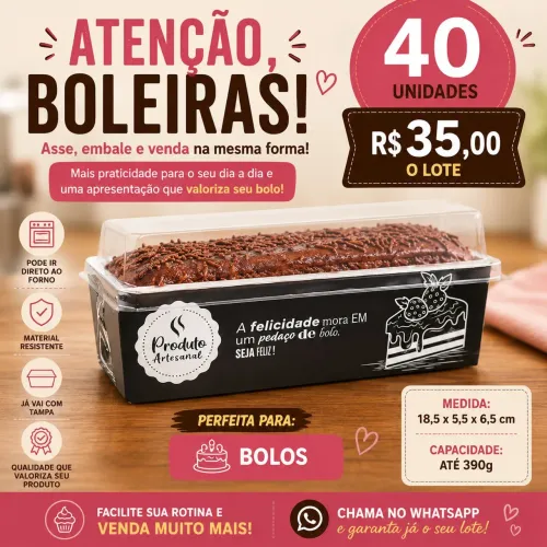 Lote com 40 Formas para Bolo com Tampa - Assa Direto no Forno!