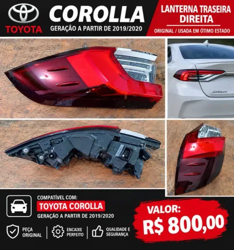 Lanterna traseira Direita - Corolla 2019 a 2020