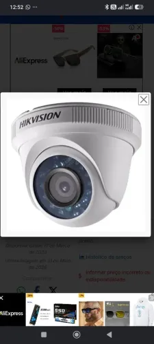 Câmera de Segurança CCTV Hikvision DS-2CE56C0T-Irpf 2.8MM 1MP Turret