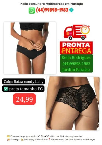 Demillus calça baixa candy baby preta EG