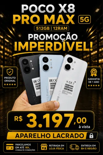 POCO X8 PRO MAX 5G 512GB | LOJA FÍSICA BH | 1 ANO DE GARANTIA