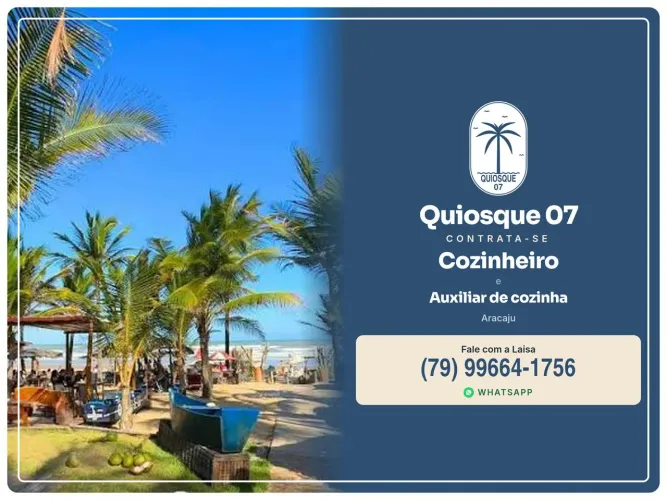Vaga para cozinheiro e auxiliar de cozinha