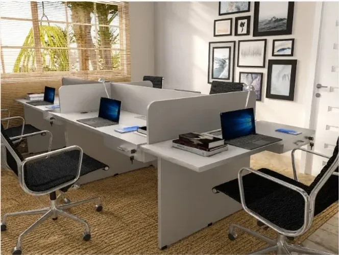 Estação Top White Office Kiev. Alto Padrão. Com 20 Tomadas: L270cm x P120cm x A105cm