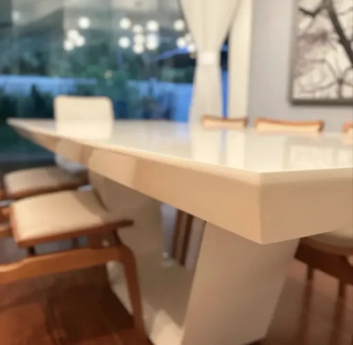 Mesa de Jantar Mobly Leblon Branca Laqueada - Até 10 Lugares