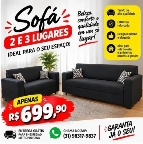 SOFÁ DE ALTA QUALIDADE, FRETE GRÁTIS PARA BH E REGIÃO METROPOLITANA