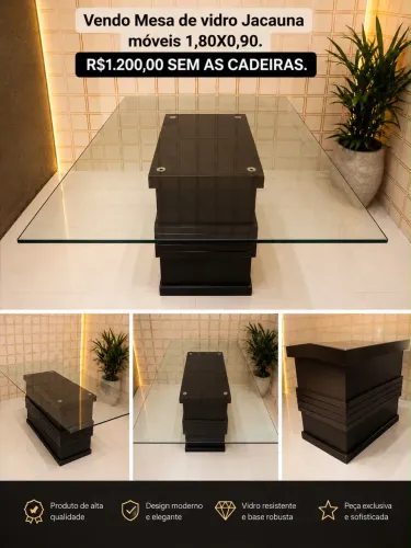 Mesa tampão vidro 1.80X90