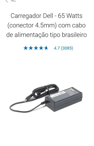 Carregador dell inspiron 15 65watts