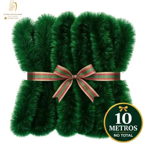 KIT Festão Arvore de Natal 10 Metros Verde Grosso Cheio Flexível Decoração 5 PeÇAS