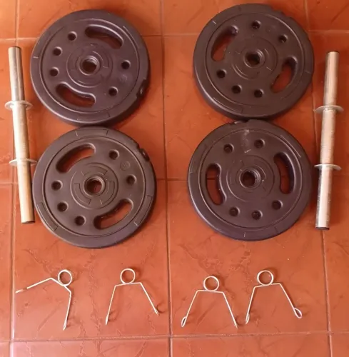 Conjunto Halteres + Barras + Anilhas