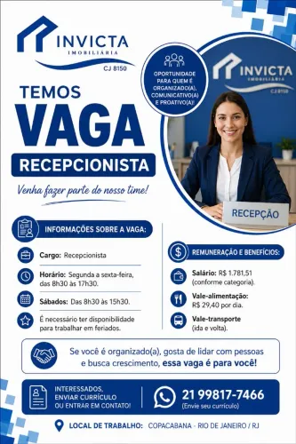 RECEPCIONISTA - INVICTA IMOBILIARIA