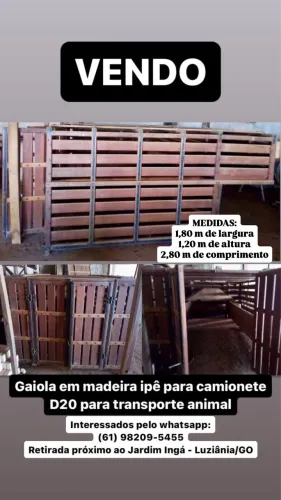 GAIOLA PARA TRANSPORTE ANIMAL EM MADEIRA IPÊ