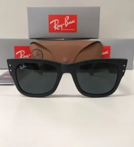 Óculos de sol ray-ban mega wayfarer black matte lentes de cristal style