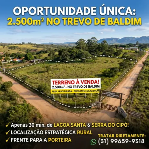 LOTE NA REGIÃO DO TREVO DE BALDIM 2.500M²
