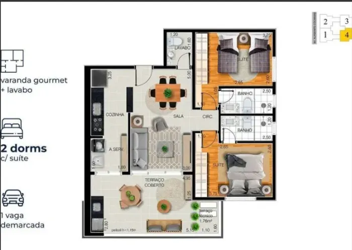 OPORTUNIDADE | Ilha de Malta | 83m² | 2 Suítes | Varanda Gourmet | 1/2 Quadra da Praia