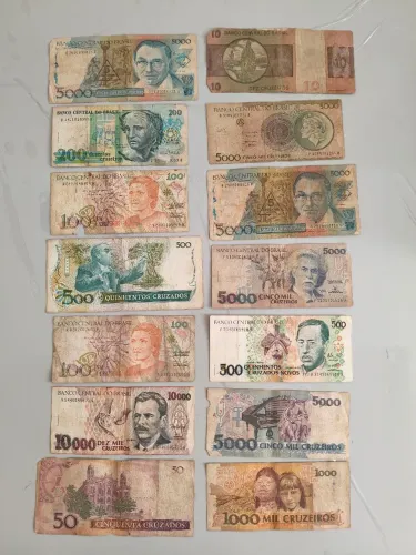 Dinheiro antigo. Cruzeiro e cruzados.
