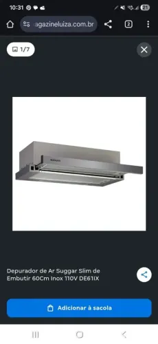 Depurador de ar slim suggar 220V