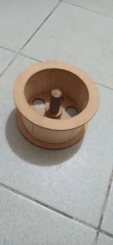 Carretilha de madeira rolamento duplo
