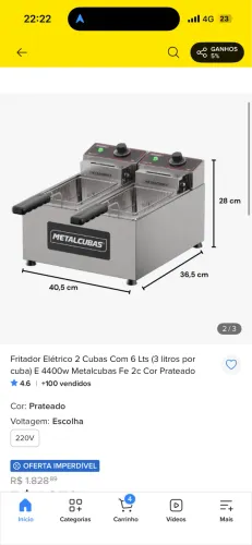 Fritador Elétrico 2 Cubas