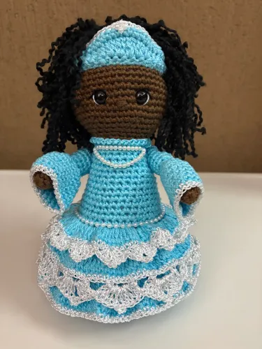 PRONTA ENTREGA Orixá Iemanjá Negra em Crochê Amigurumi Boneco Boneca Enfeite Decoração