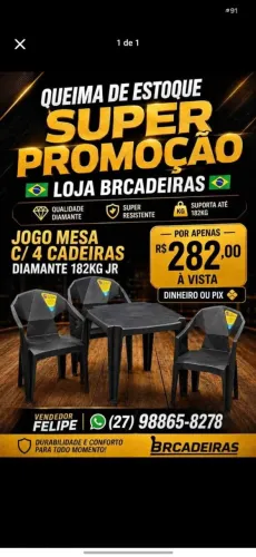 SUPER PROMOÇÃO JOGO DE MESA E CADEIRA DIAMONT SUPORTA 182 KG