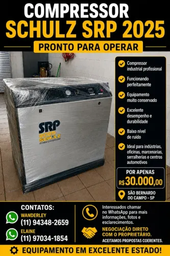 Compressor Parafuso Schulz SRP 2025 Industrial - Excelente Estado