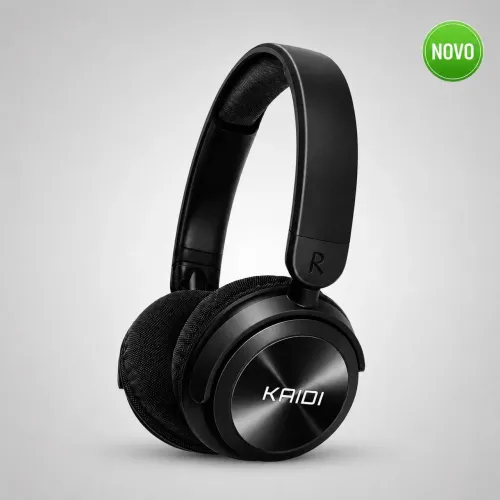 Fone Bluetooth Kaidi KD-755 Sem Fio Dobrável Hi-Fi Preto