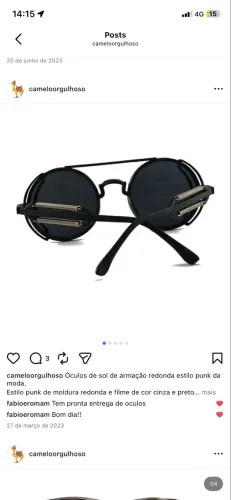 Óculos de sol de armação redonda estilo punk da moda.