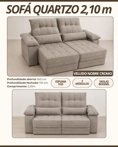Sofá Quartzo retrátil 2.10m