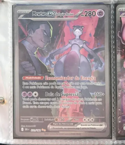 Cartas Pokémon - Mewtwo EX da equipe rocket (231/182)