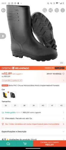Bota PVC impermeável motociclista nova lacrada
