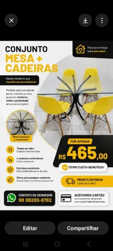 Conjunto de mesa e cadeiras