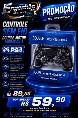 CONTROLE PS4 SEM FIO NOVO COM GARANTIA