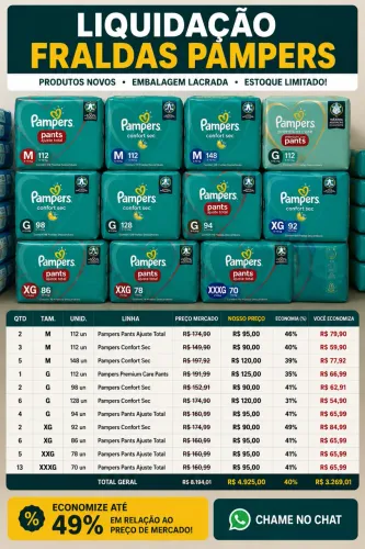 LIQUIDAÇÃO de Fraldas PAMPERS