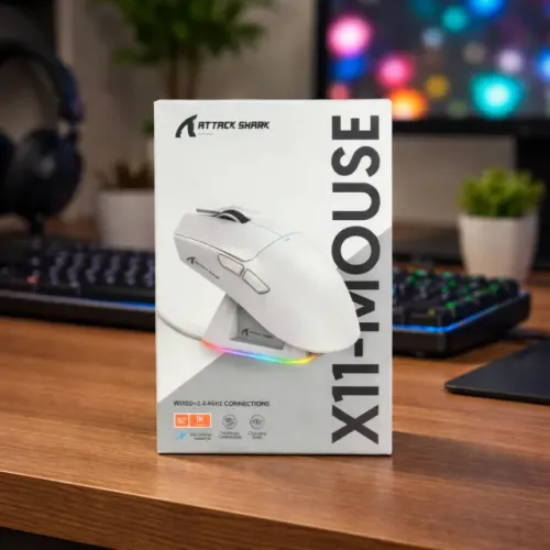 MOUSE GAMER ATTACK SHARK X11 - BASE MAGNÉTICA RGB | 22.000 DPI | TRI-MODE