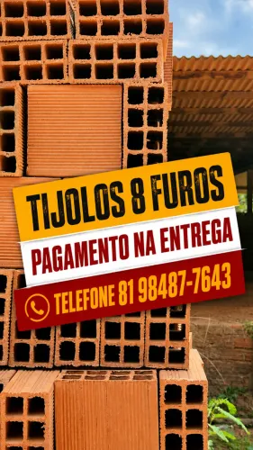TIJOLO TIJOLOS (DE FÁBRICA - PAGUE NA ENTREGA - RECIFE E REGIÃO METROPOLITANA)