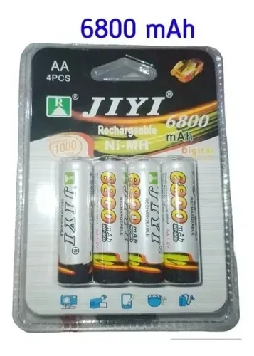pilha aa média recarregavel jiyi 6800 mha 4 um