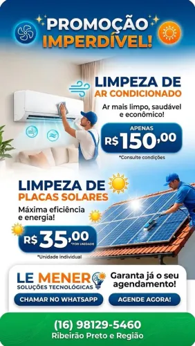 Limpeza de ar condicionado e placas solares