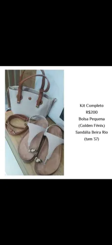 SANDALIA BEIRA RIO E BOLSA GOLDEN FENIX- NOVAS