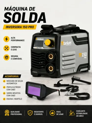 Maquina Inversora Solda Titanium Ti150 Pro Kit Com Óculos.