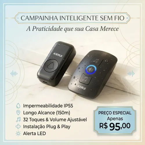 Campainha Sem Fio A Prova D'água 300 Metros Kerui (Original e Lacrada)