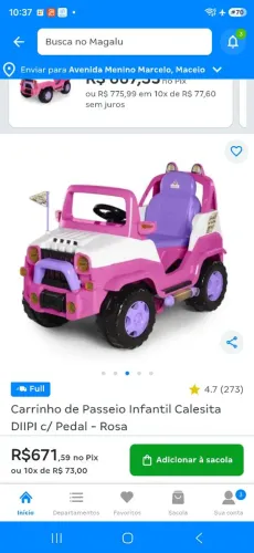 Carrinho de passeio infantil Menina