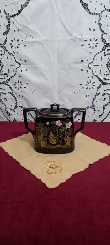 Antigo Açucareiro Ingles Com Pintura Oriental Pekin