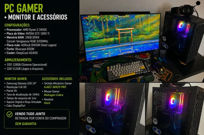 PC GAMER + Monitor Gamer 144 hz + Periféricos 