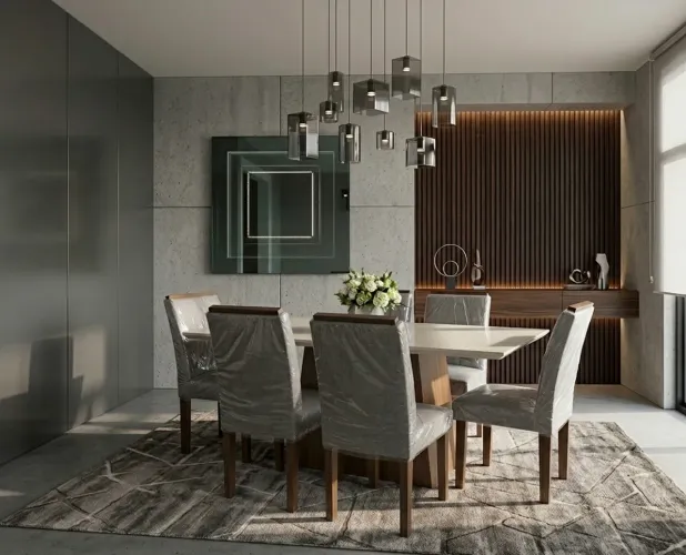 Mesa Rufato 6 Cadeiras Tampo Mdf Laqueado Com Vidro 180cm (Usado)