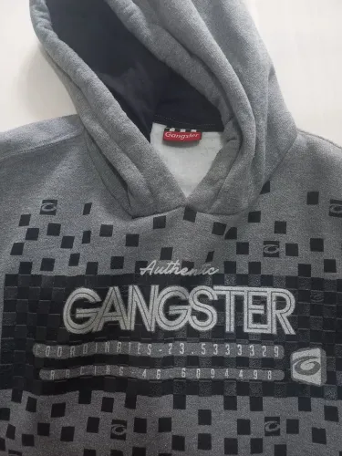 Moletom Gangster cinza Tam M bolso canguru e capuz