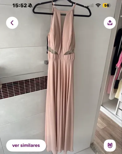 Vestido longo de festa nude