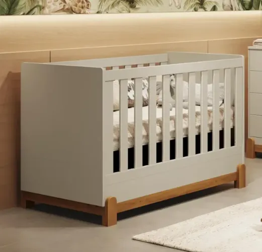 Berço 2 em 1 - ajustável para três alturas - conversível em mini-cama (branco areia)