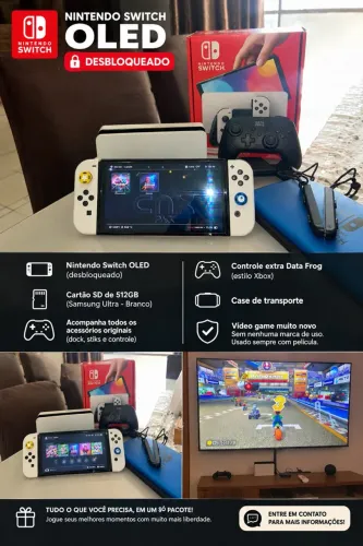 Nintendo Switch OLED Desbloqueado - 64 + 512GB